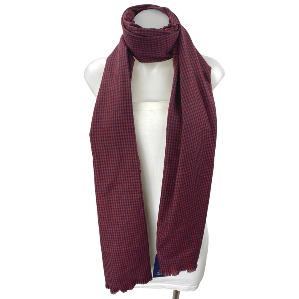 NEW Gap Red Black Gingham Checkered Fringe Hem Shawl Wrap Scarf 200x50 One Size